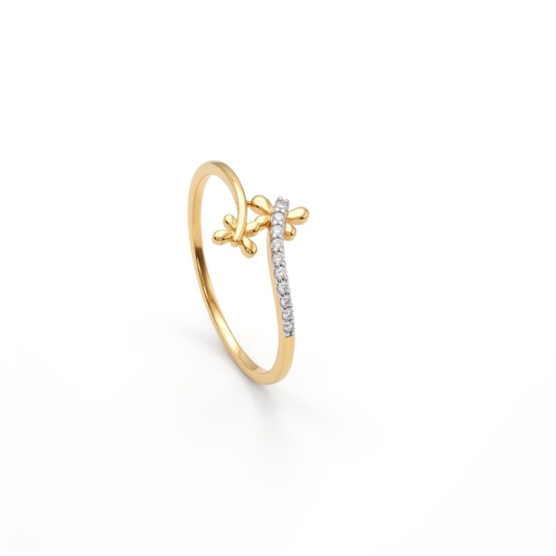 Refined Lightweight 18K Gold Natural Diamond Ring For Modern Elegance