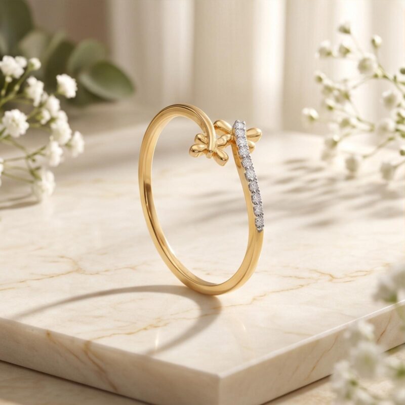 Alternative view of Refined Lightweight 18K Gold Natural Diamond Ring For Modern Elegance