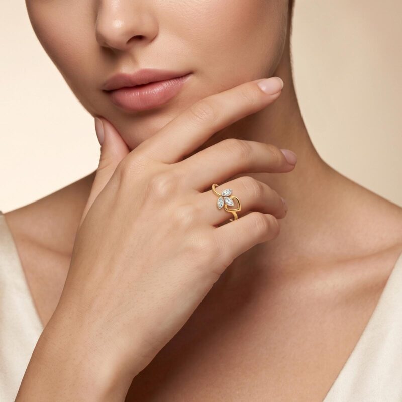 Alternative view of Sophisticated 18K Gold Lightweight Ring Embellished With Natural Diamonds