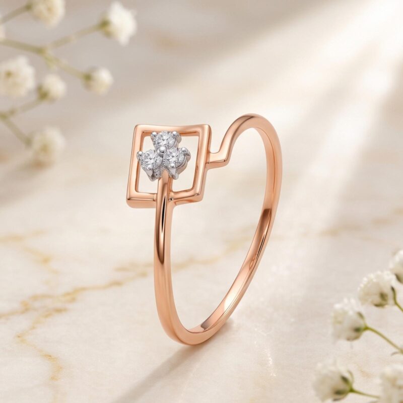 Alternative view of Dainty 18K Gold Lightweight Ring Designed With Authentic Natural Diamonds