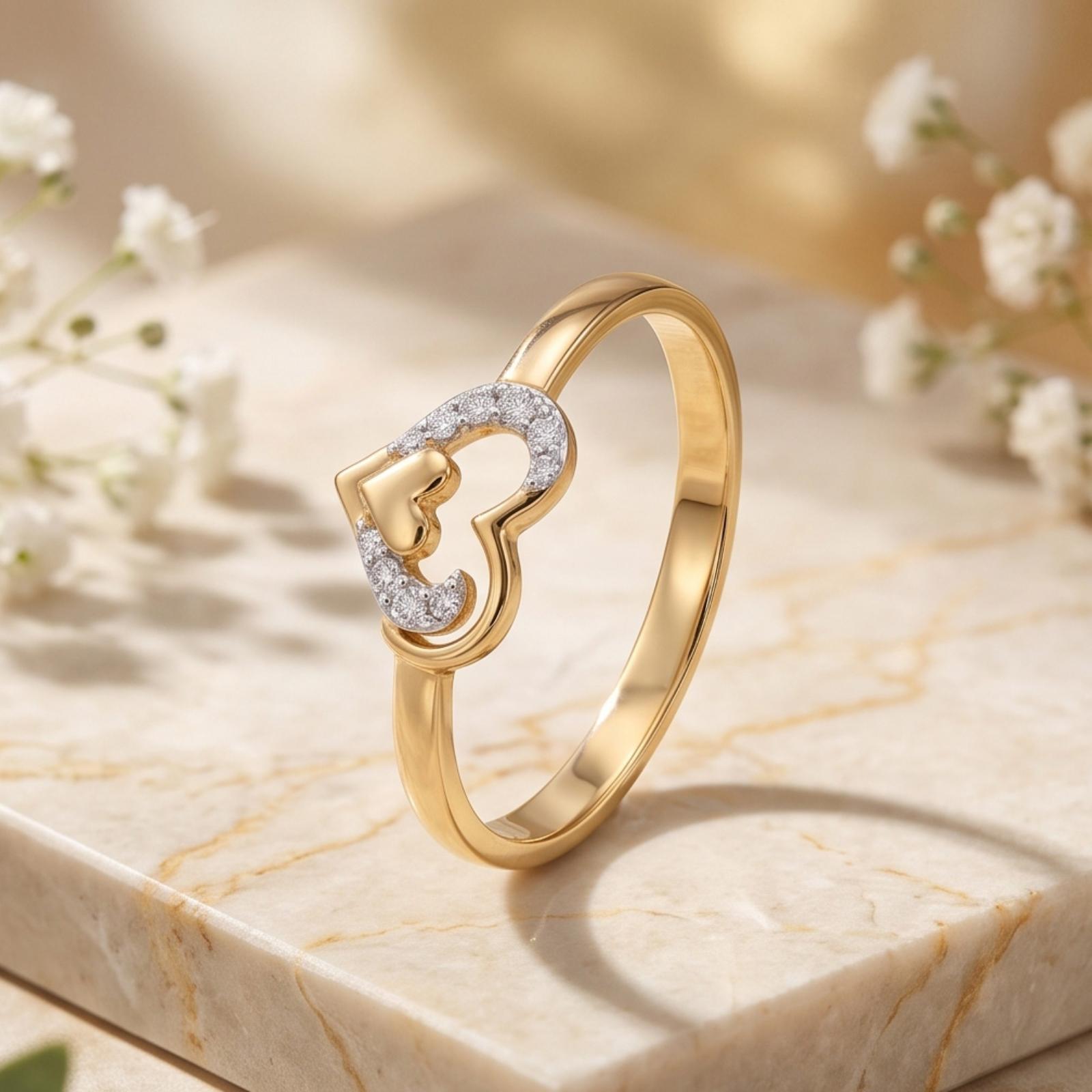 Beautifully Crafted Lightweight 18K Gold Ring With Genuine Natural Diamonds - Image 3