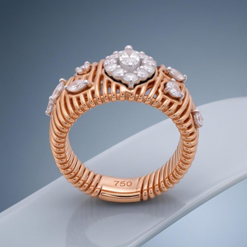 Alternative view of Certified Natural Diamond Ring in 18K Gold | Bafleh Jewellery