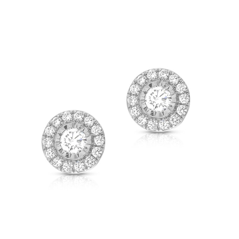 Shine Bright with Our New Round-Shaped Diamond Earrings in 18K White Gold Collection