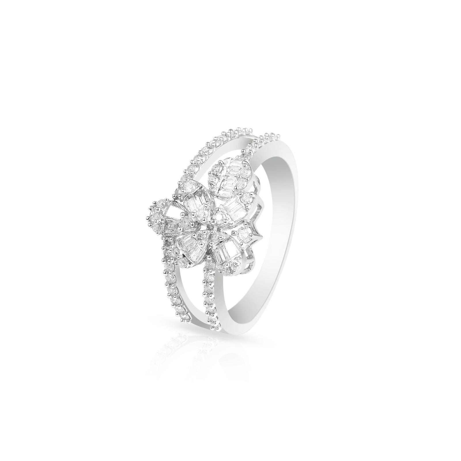 Certified Brilliance: 18K White Gold Diamond Ring with IDT Only at Bafleh