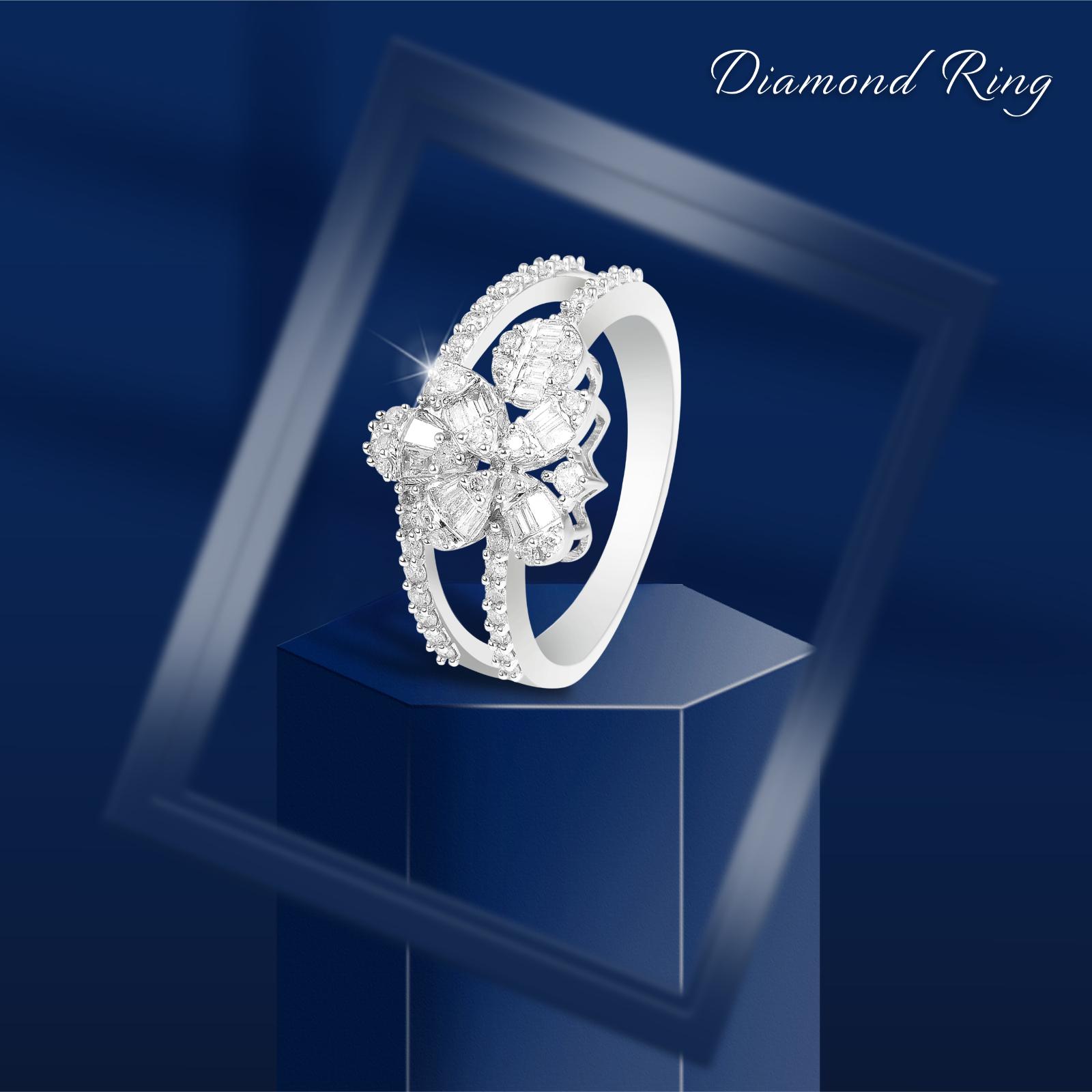 Certified Brilliance: 18K White Gold Diamond Ring with IDT Only at Bafleh - Image 3