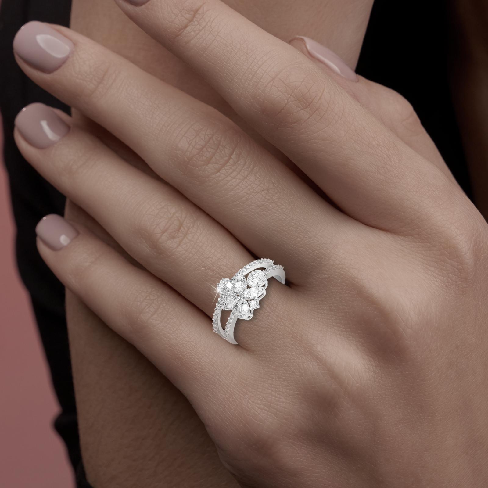 Certified Brilliance: 18K White Gold Diamond Ring with IDT Only at Bafleh - Image 4