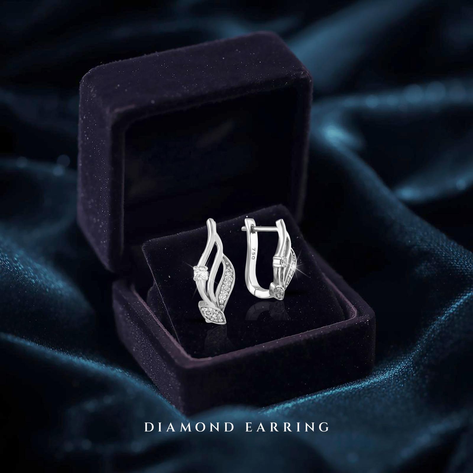 Indulge in the Ultimate Luxury: 18K White Gold Diamond Earrings with IDT Certification by Bafleh Jewellery - Image 2
