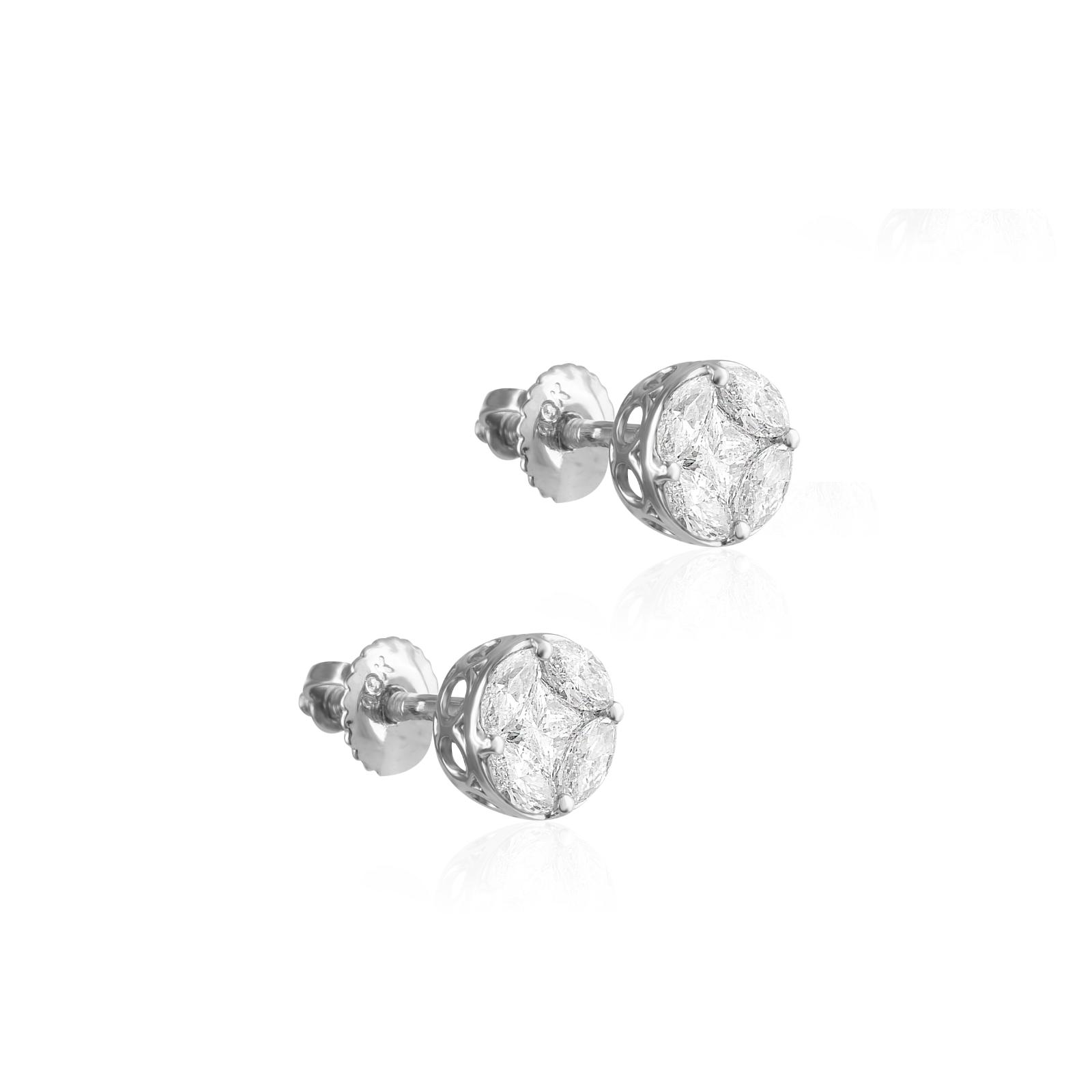 Exquisite Craftsmanship Meets Dazzling Brilliance 18K White Gold Diamond Earrings with IDT Certification by Bafleh Jewellery - Image 2