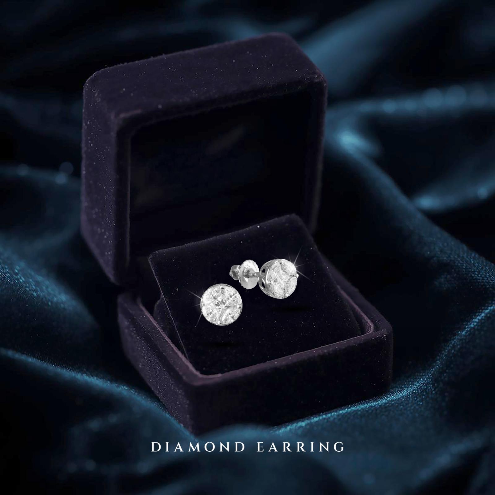 Exquisite Craftsmanship Meets Dazzling Brilliance 18K White Gold Diamond Earrings with IDT Certification by Bafleh Jewellery - Image 3