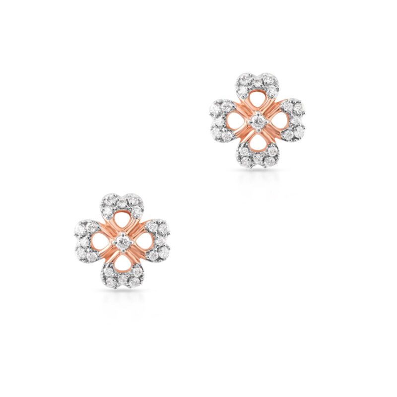 Bafleh Jewellery Presents Exquisite 18K Rose Gold Diamond Earrings Certified Brilliance for Your Timeless Style