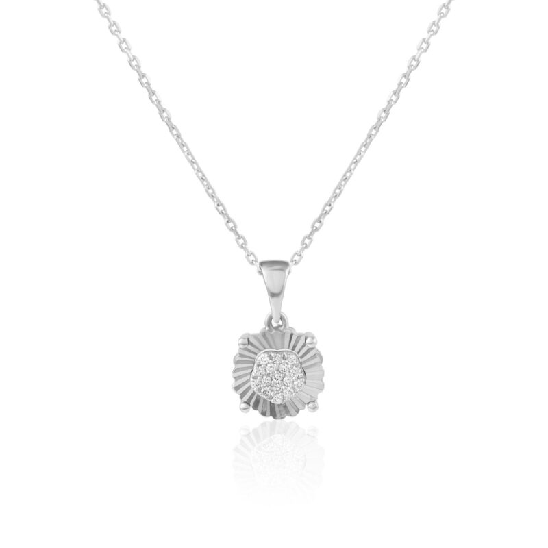 Bafleh Jewellery Presents a Stunning 18K White Gold Round Shape Diamond Necklace Perfect for Every Occasion