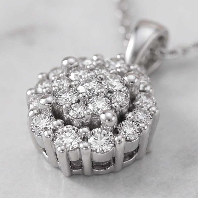 Alternative view of Stunning 18K White Gold Necklace Adorned with Premium Diamonds Bafleh Jewellery Collection