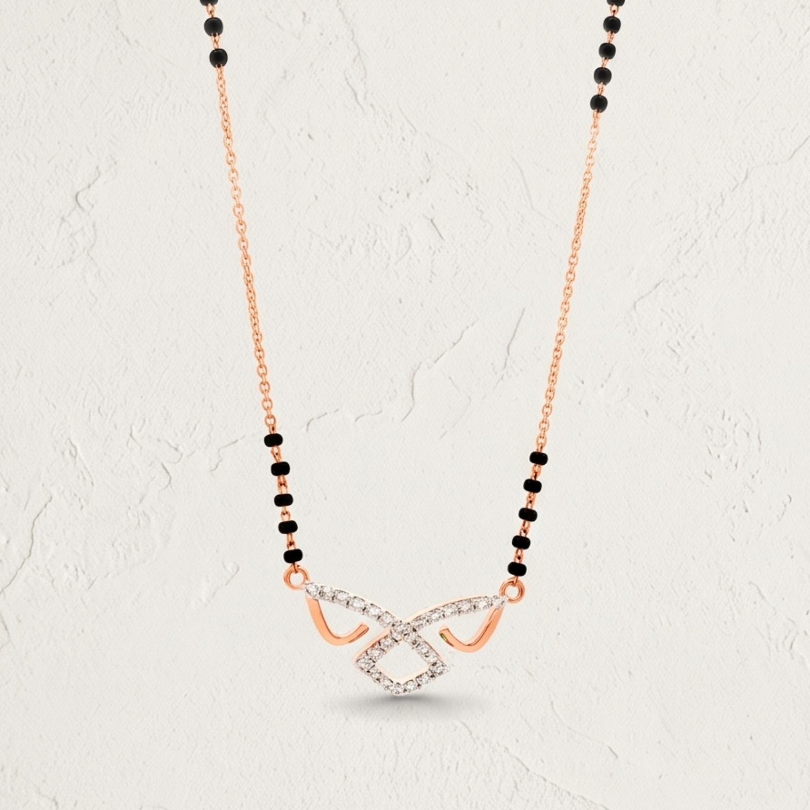 Elegant 14K Gold Mangalsutra with Natural Diamonds Available Only at Bafleh Jewellery
