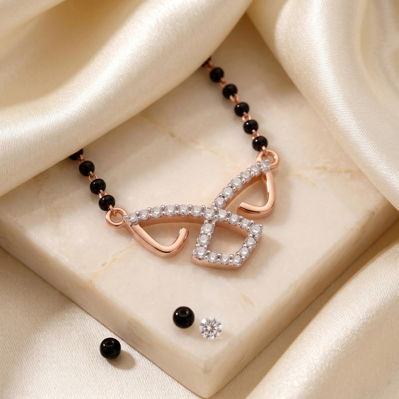 Elegant 14K Gold Mangalsutra with Natural Diamonds Available Only at Bafleh Jewellery - Image 3