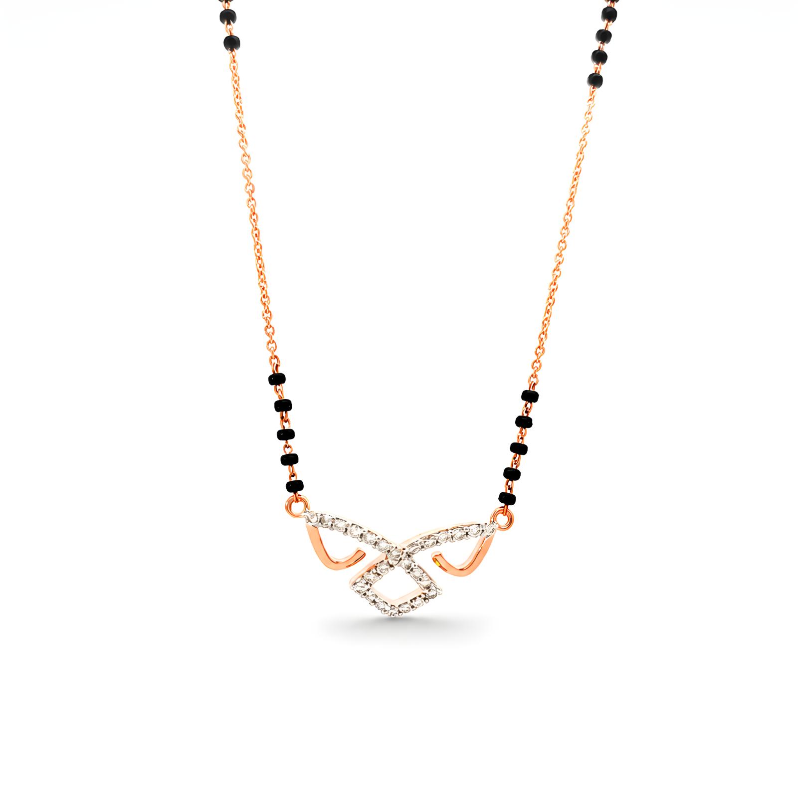 Elegant 14K Gold Mangalsutra with Natural Diamonds Available Only at Bafleh Jewellery - Image 4