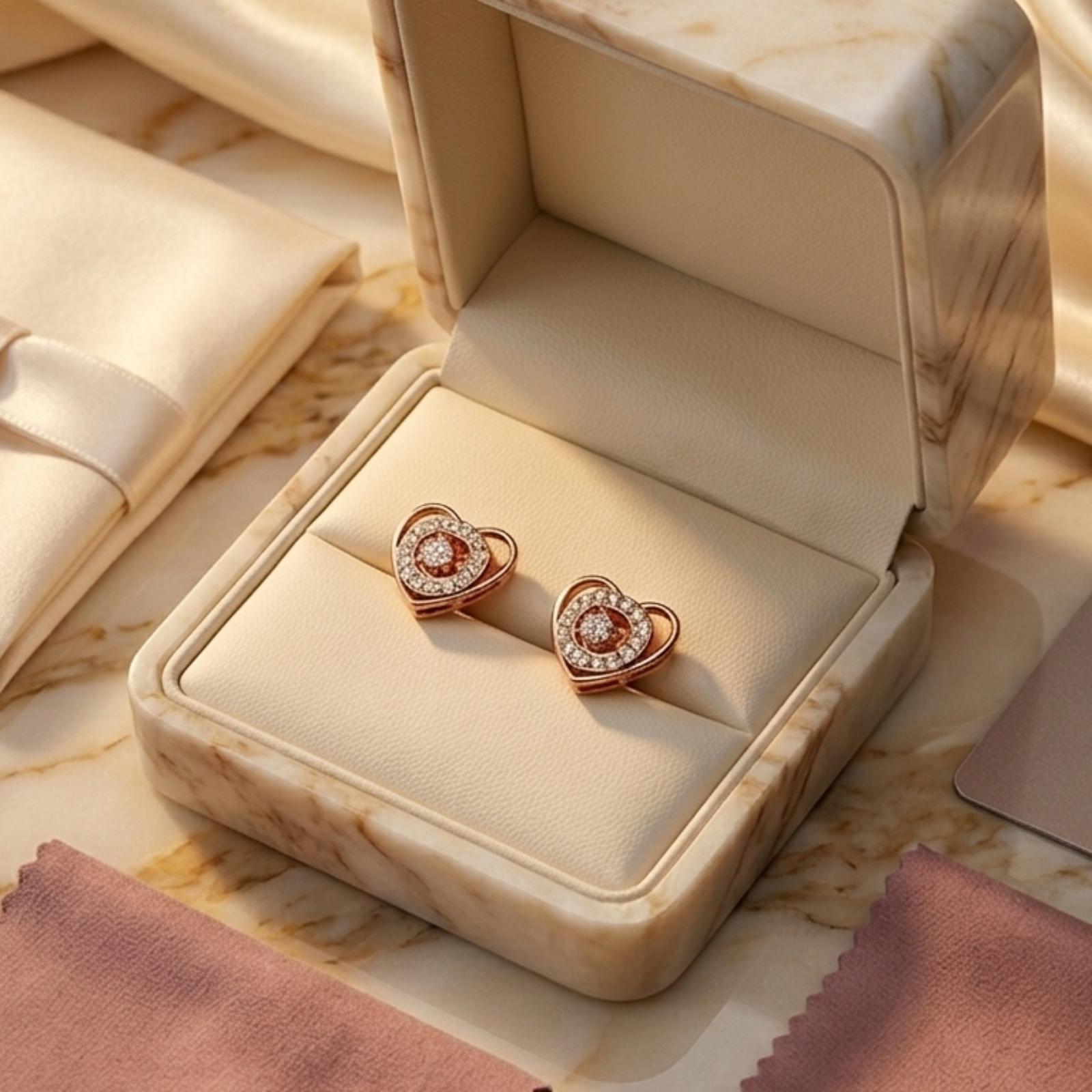 A Touch of Royalty in 14K Gold Natural Diamond Earrings - Image 4