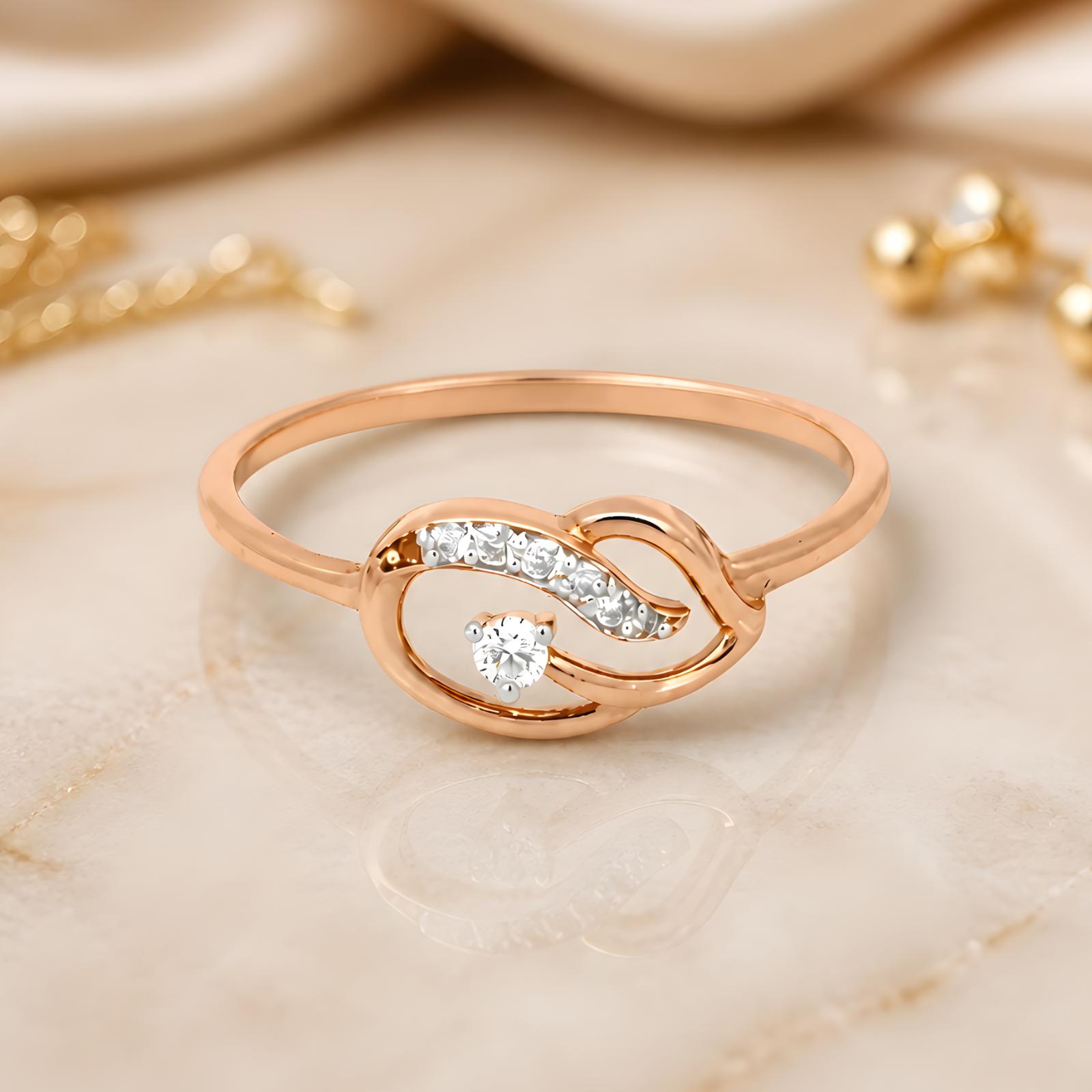 18K Rose Gold Natural Diamond Ring with IDT Certification
