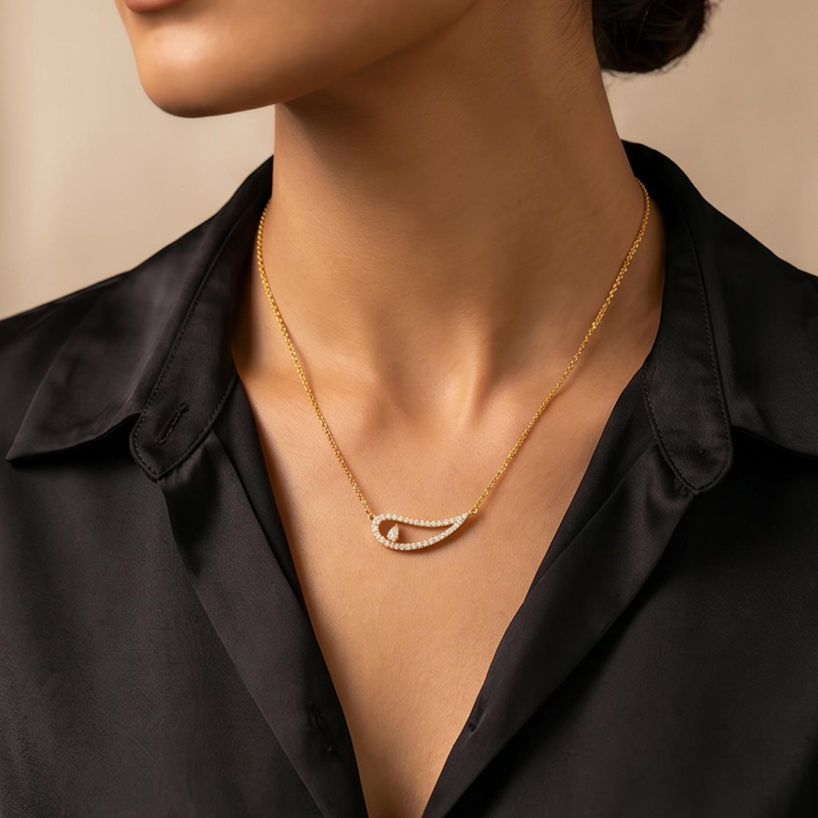Elegant 18K Yellow Gold Diamond Necklace | Natural Diamonds with IGI Certification Bafleh Exclusive - Image 5