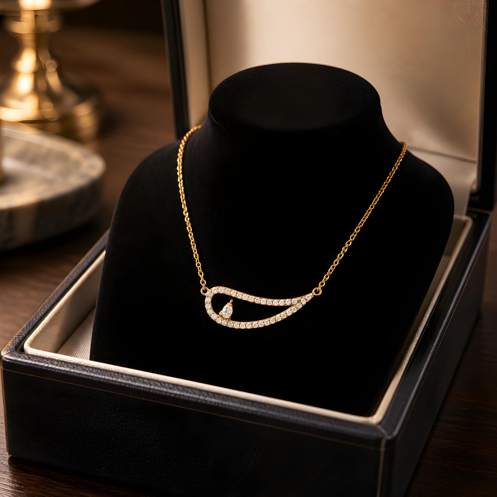 Elegant 18K Yellow Gold Diamond Necklace | Natural Diamonds with IGI Certification Bafleh Exclusive - Image 4