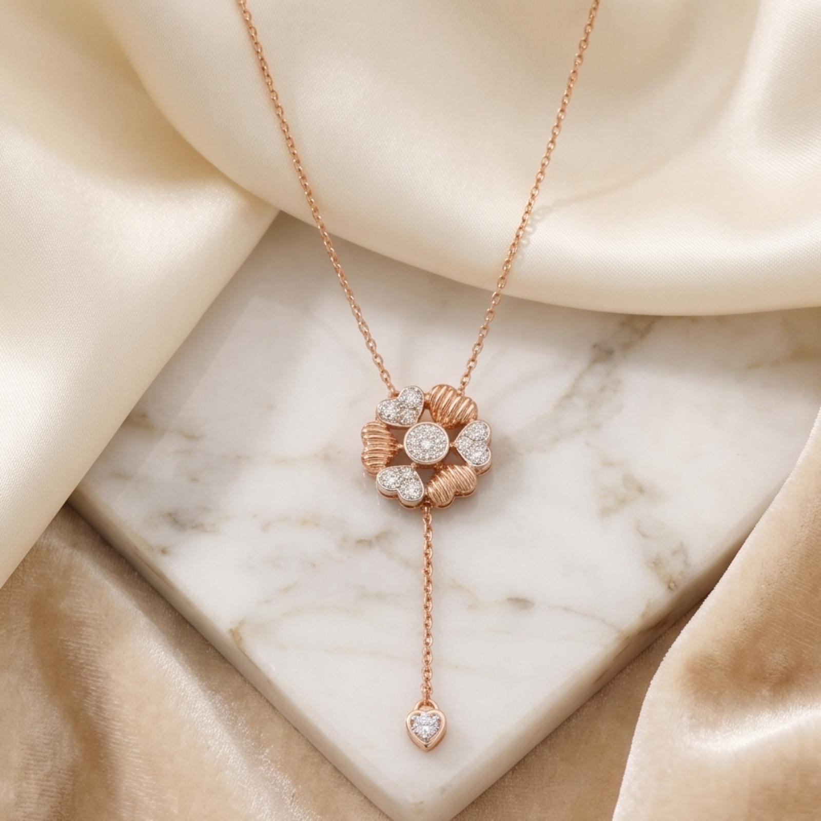 Natural Heart Shape Diamond Necklace in 18K Gold with IDT Certificate | Bafleh Jewellery - Image 3