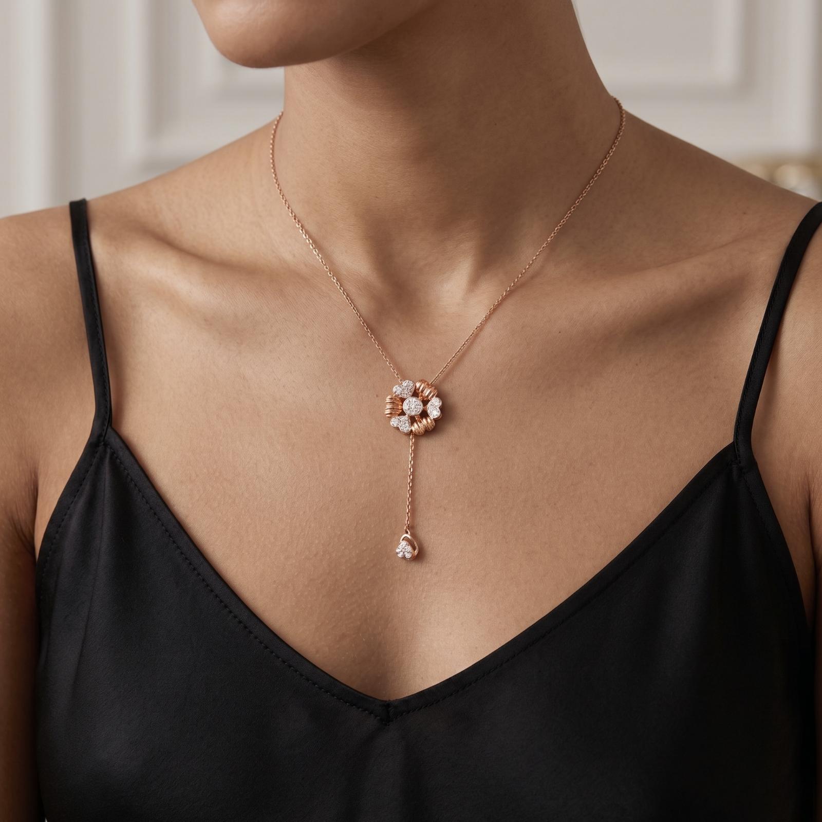 Natural Heart Shape Diamond Necklace in 18K Gold with IDT Certificate | Bafleh Jewellery - Image 5