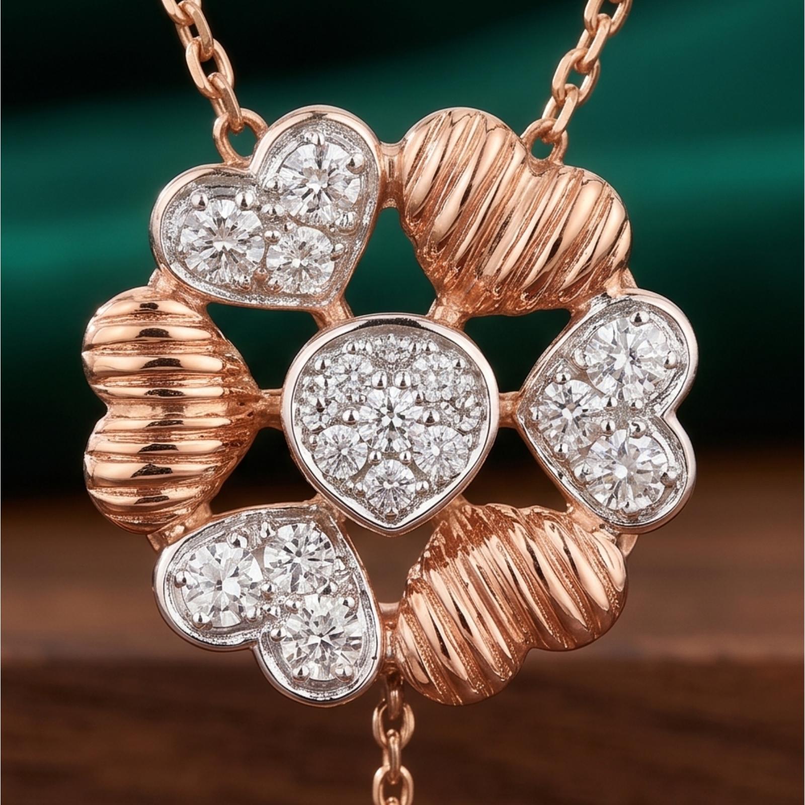 Natural Heart Shape Diamond Necklace in 18K Gold with IDT Certificate | Bafleh Jewellery - Image 4