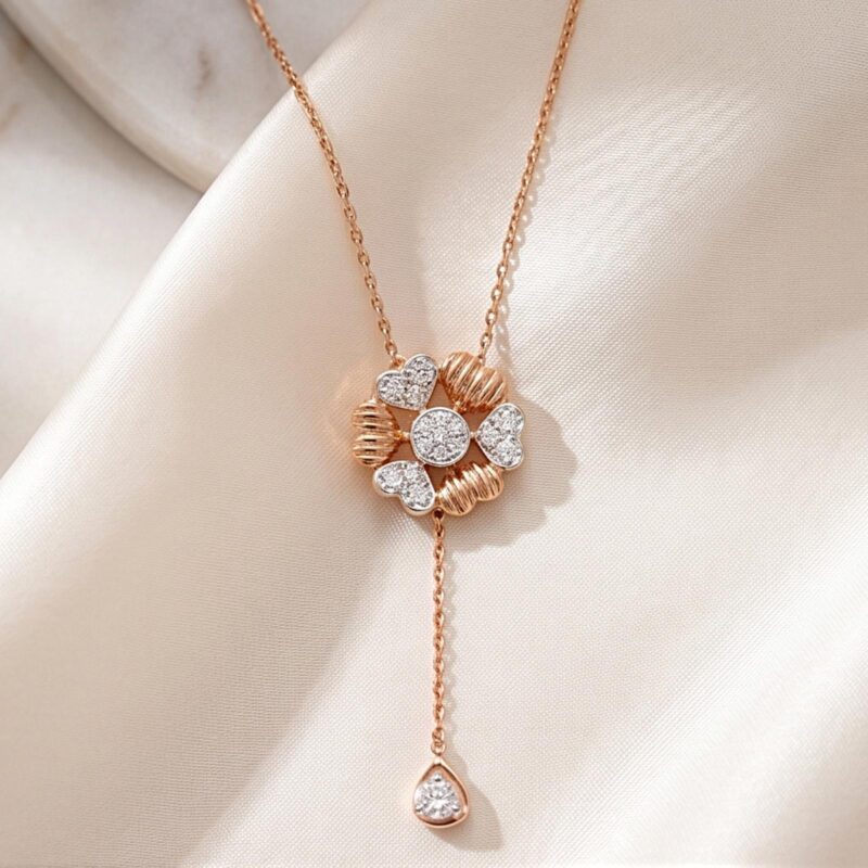 Natural Heart Shape Diamond Necklace in 18K Gold with IDT Certificate | Bafleh Jewellery