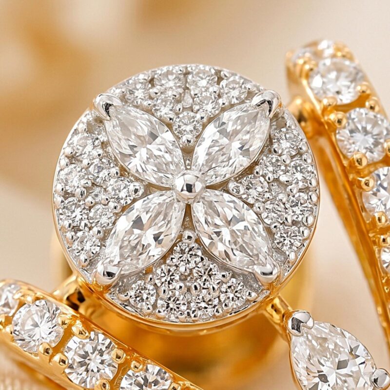 Alternative view of Certified Natural Diamond Stud Earrings in 18K Yellow Gold  Bafleh Jewellery Exclusive