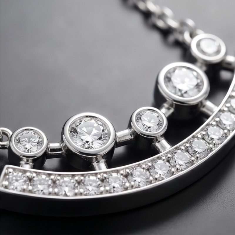 Alternative view of Luxury 18K White Gold Diamond Necklace with IDT Certification Bafleh Jewellery Exclusive