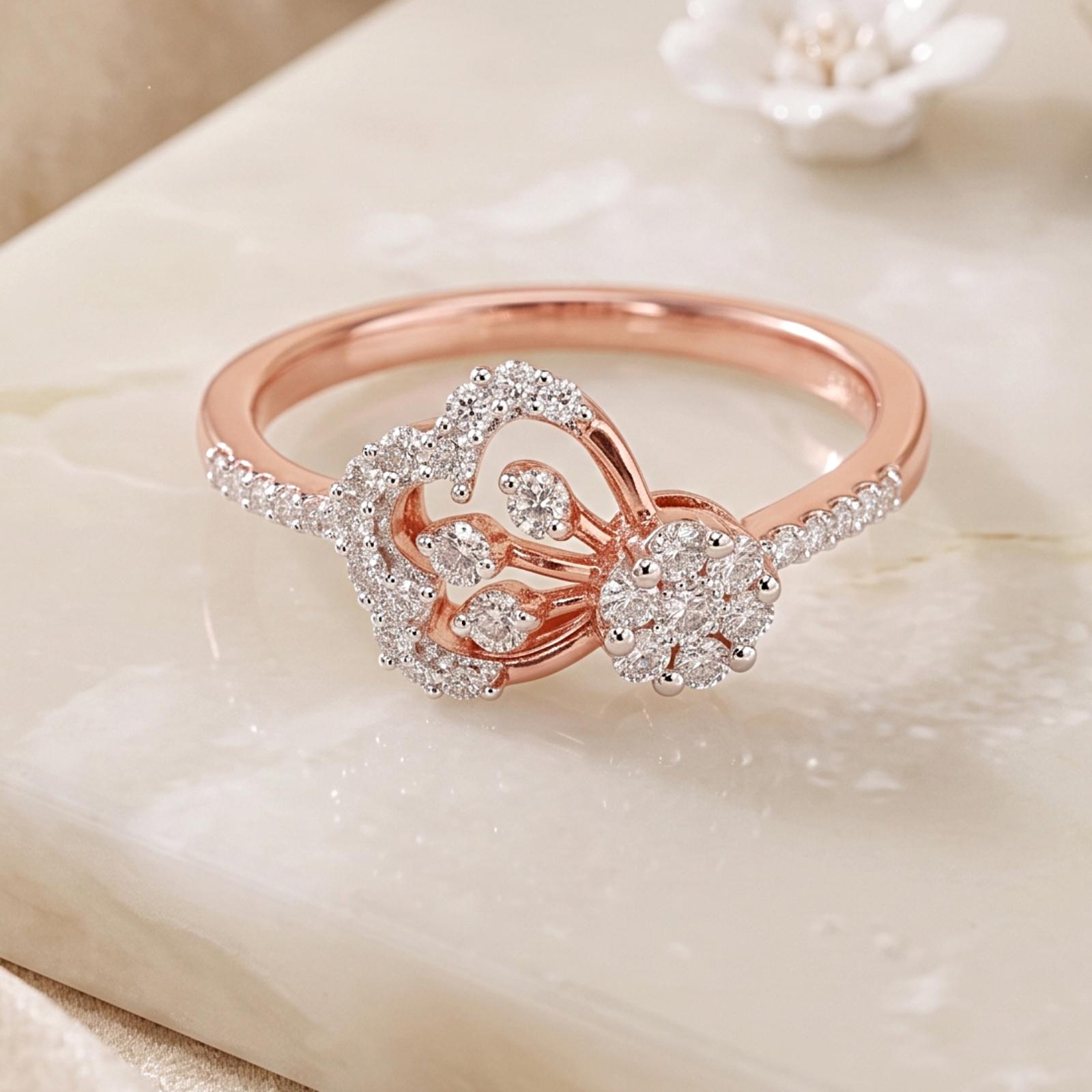 Experience Luxury with 18K Rose Gold Natural Diamond Ring from Bafleh Jewellery - Image 4
