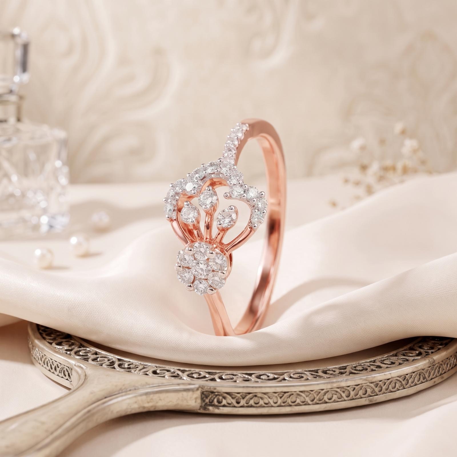 Experience Luxury with 18K Rose Gold Natural Diamond Ring from Bafleh Jewellery
