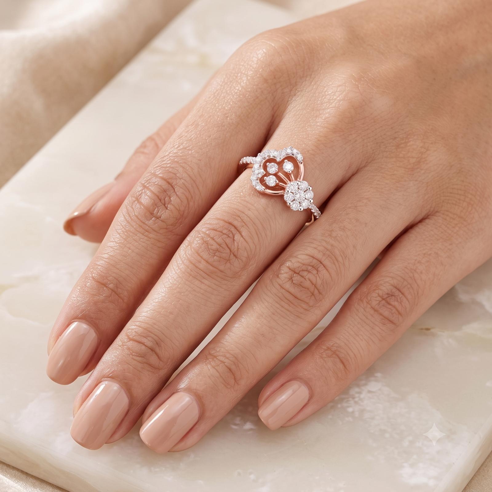 Experience Luxury with 18K Rose Gold Natural Diamond Ring from Bafleh Jewellery - Image 3