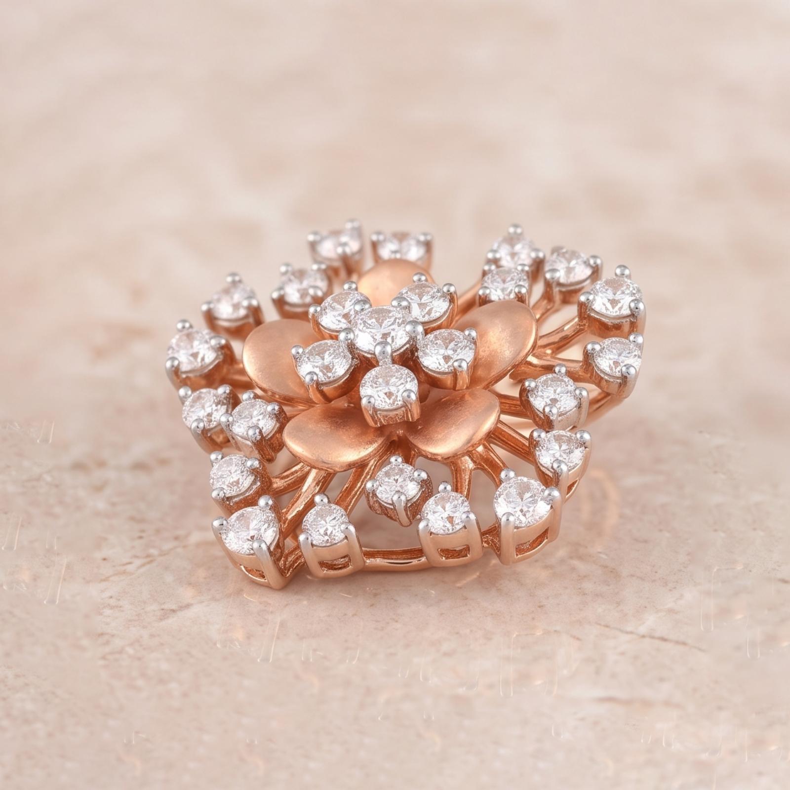 Stunning 18K Rose Gold Flower Shape Pendant Crafted with Natural Diamonds - Image 2