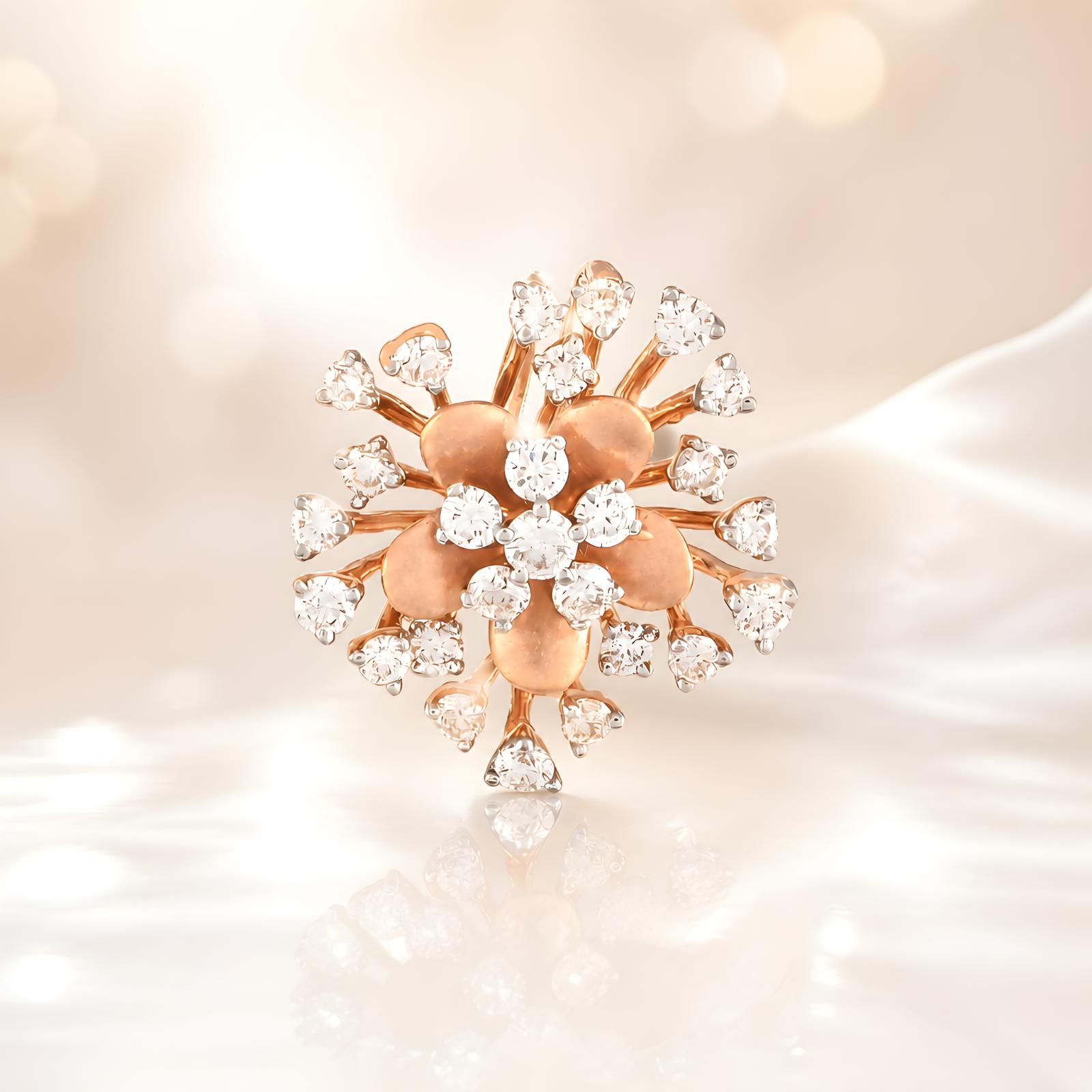 Stunning 18K Rose Gold Flower Shape Pendant Crafted with Natural Diamonds - Image 4