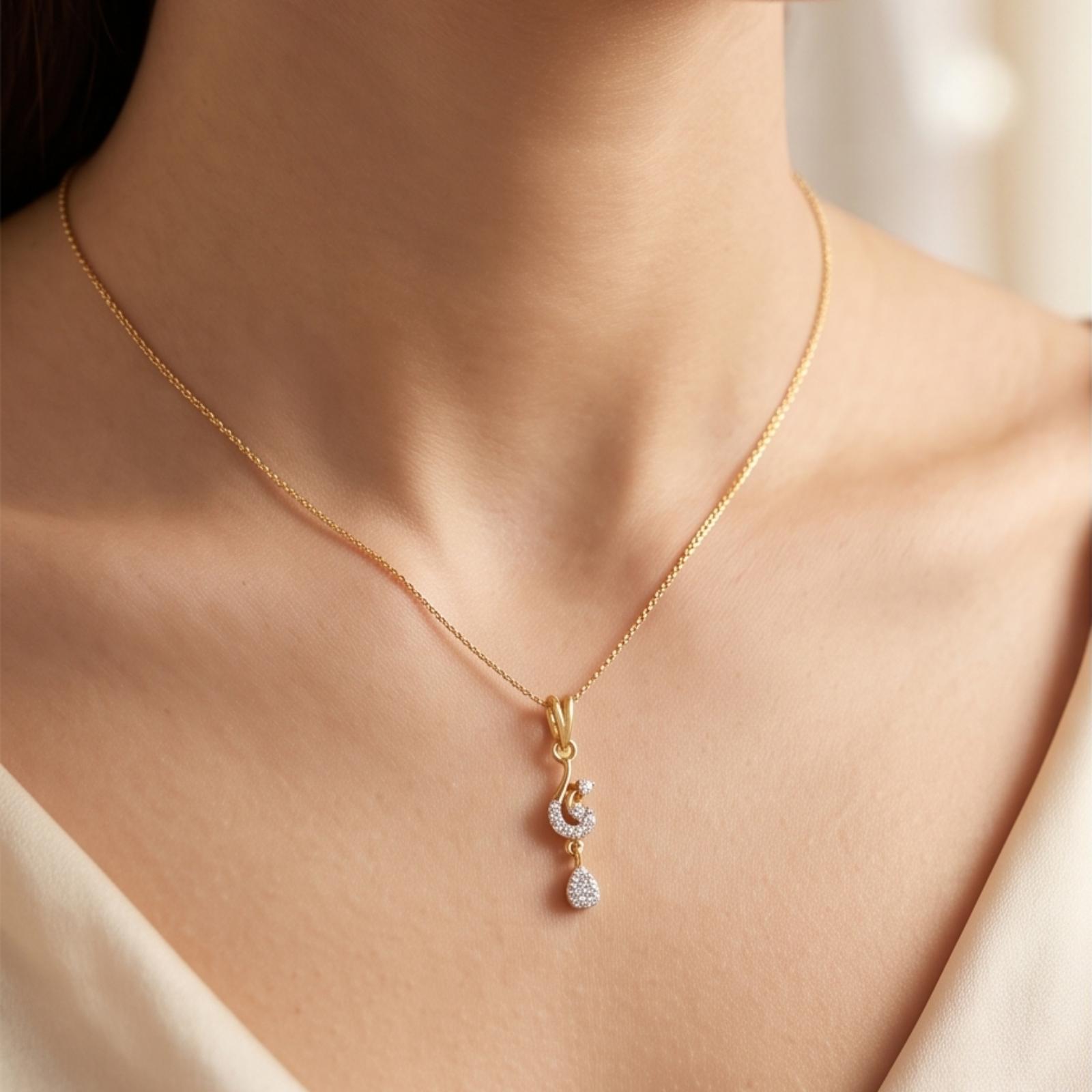 Certified 18K Gold with Diamond Elegance: IDT Diamond Pendant Now Available at Bafleh Jewellery - Image 3