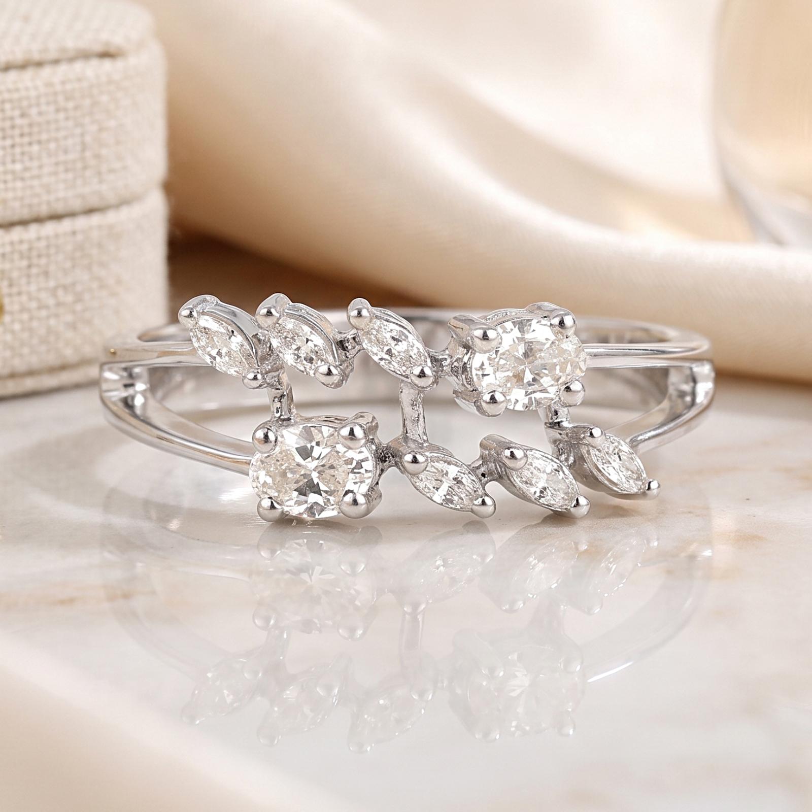 Elegant 18K White Gold Natural Diamond Ring Timeless Luxury by Bafleh Jewellery - Image 4